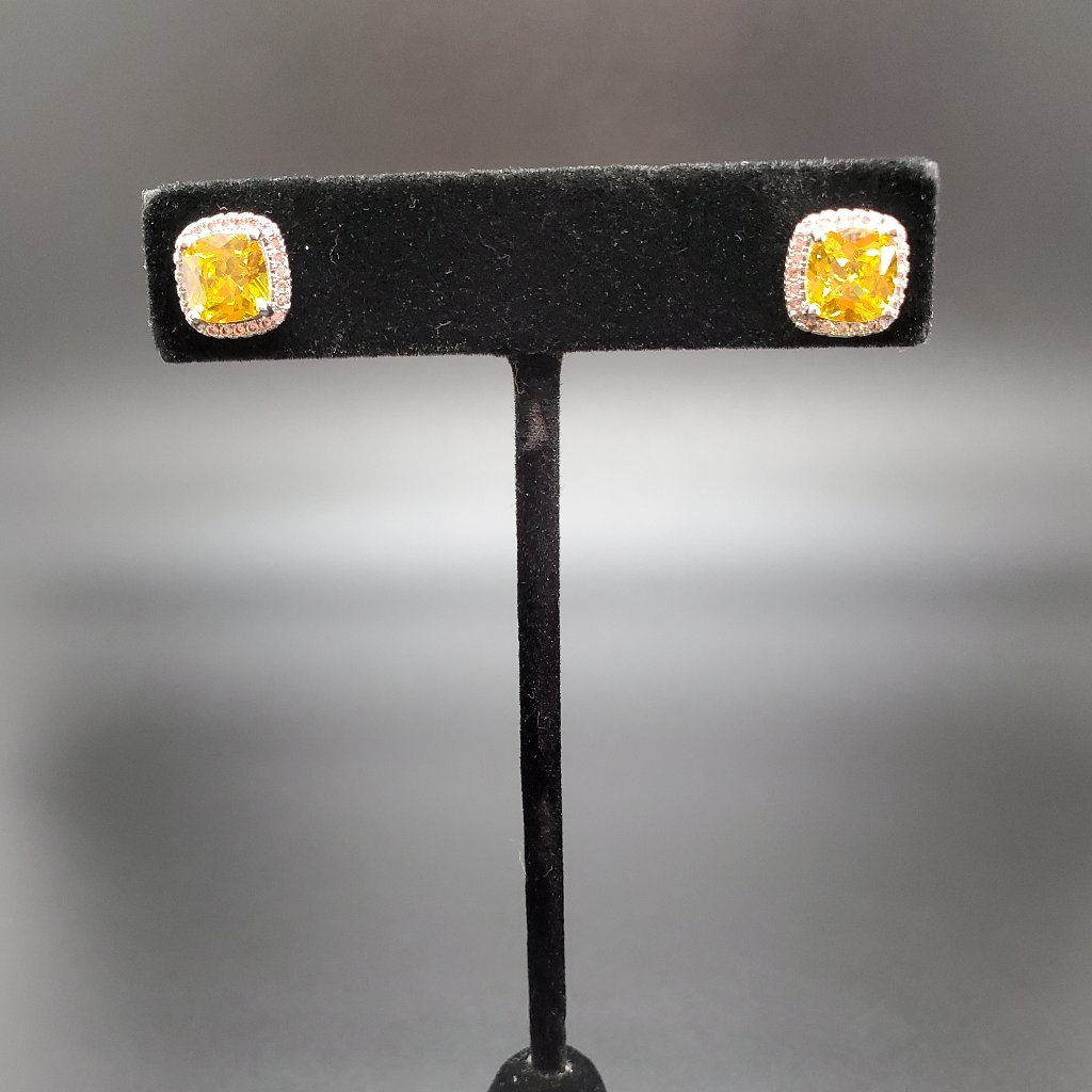 Silver Yellow Earrings.